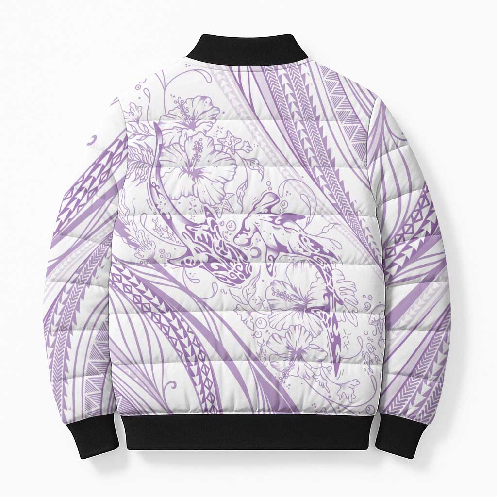 Sharks Couple Dreamy Polynesians Floral Sea Bomber Puffer Jacket Lilac LT7 - Polynesian Pride