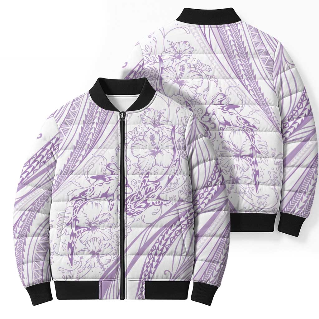 Sharks Couple Dreamy Polynesians Floral Sea Bomber Puffer Jacket Lilac LT7 - Polynesian Pride