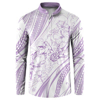 Sharks Couple Dreamy Polynesians Floral Sea Button Sweatshirt Lilac LT7 Lilac - Polynesian Pride