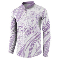 Sharks Couple Dreamy Polynesians Floral Sea Button Sweatshirt Lilac LT7 - Polynesian Pride