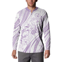 Sharks Couple Dreamy Polynesians Floral Sea Button Sweatshirt Lilac LT7 - Polynesian Pride