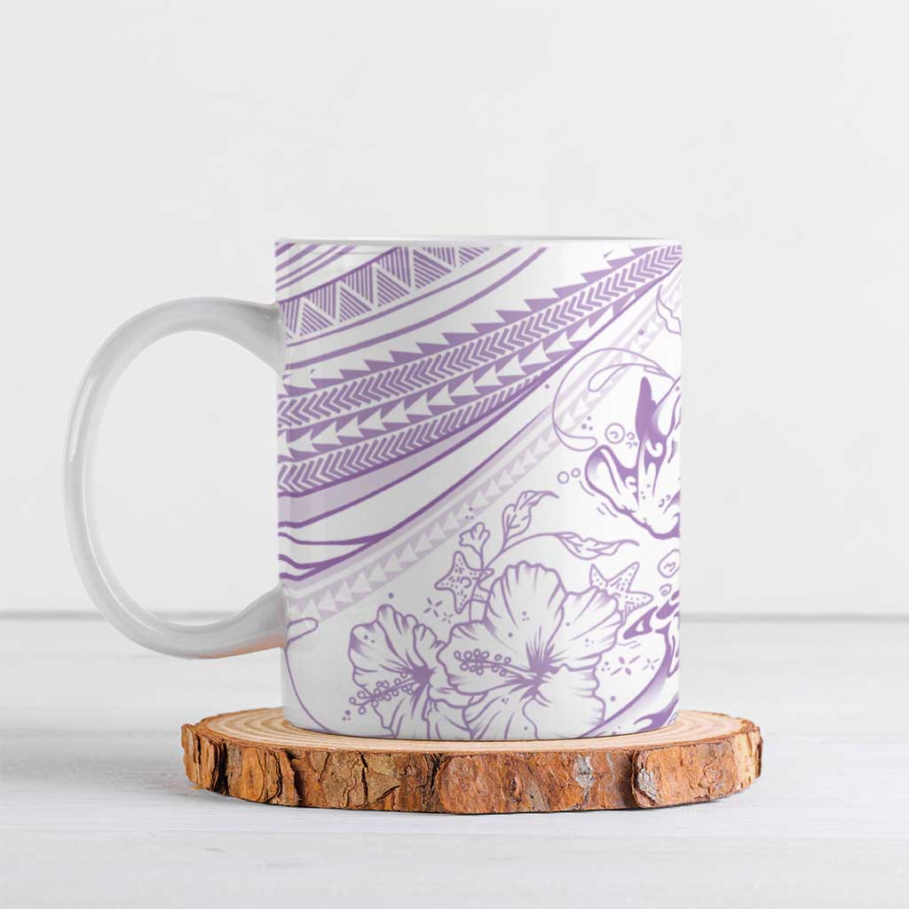 Sharks Couple Dreamy Polynesians Floral Sea Ceramic Mug Lilac LT7 Lilac - Polynesian Pride