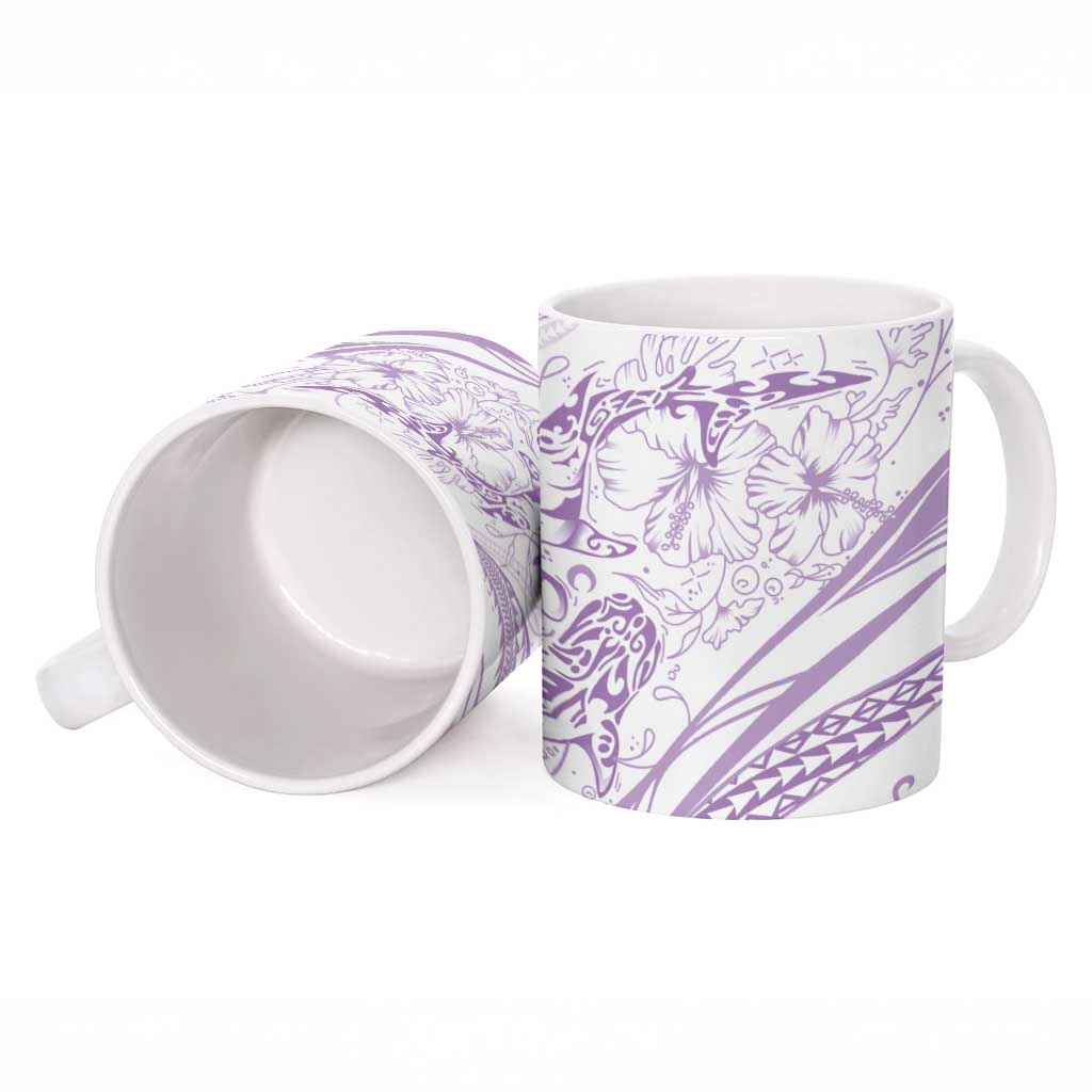 Sharks Couple Dreamy Polynesians Floral Sea Ceramic Mug Lilac LT7 - Polynesian Pride