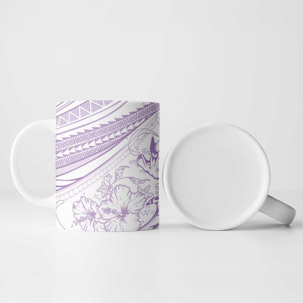 Sharks Couple Dreamy Polynesians Floral Sea Ceramic Mug Lilac LT7 - Polynesian Pride