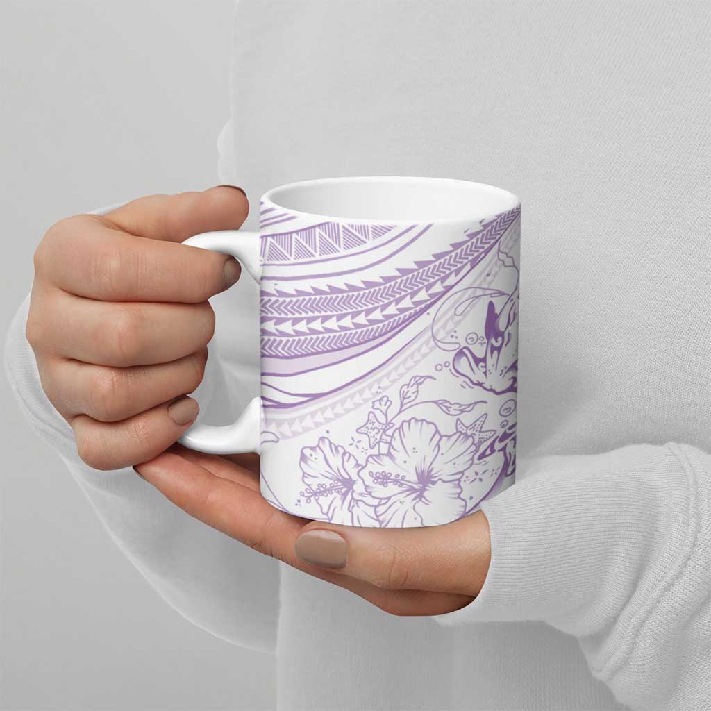 Sharks Couple Dreamy Polynesians Floral Sea Ceramic Mug Lilac LT7 - Polynesian Pride