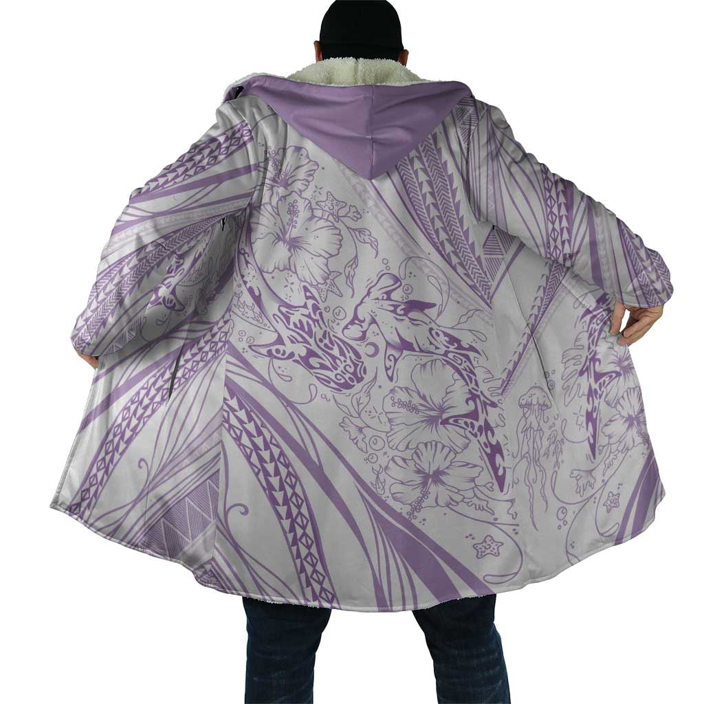 Sharks Couple Dreamy Polynesians Floral Sea Cloak Lilac LT7 - Polynesian Pride
