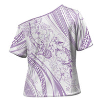 Sharks Couple Dreamy Polynesians Floral Sea Cross Shoulder Shirt Lilac LT7 - Polynesian Pride