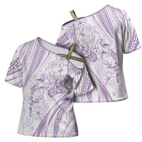 Sharks Couple Dreamy Polynesians Floral Sea Cross Shoulder Shirt Lilac LT7 - Polynesian Pride