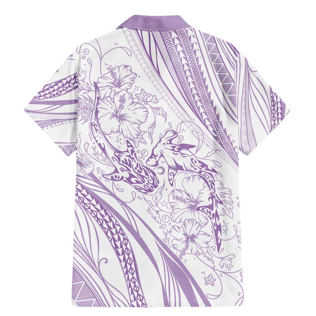 Sharks Couple Dreamy Polynesians Floral Sea Family Matching Mermaid Dress and Hawaiian Shirt Lilac - Polynesian Pride