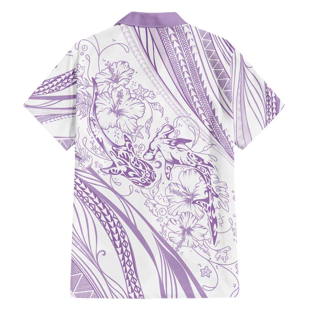 Sharks Couple Dreamy Polynesians Floral Sea Family Matching Off Shoulder Maxi Dress and Hawaiian Shirt Lilac - Polynesian Pride