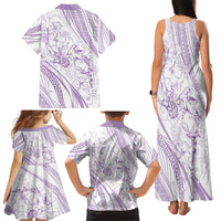 Sharks Couple Dreamy Polynesians Floral Sea Family Matching Tank Maxi Dress and Hawaiian Shirt Lilac - Polynesian Pride