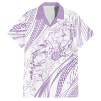 Sharks Couple Dreamy Polynesians Floral Sea Family Matching Tank Maxi Dress and Hawaiian Shirt Lilac - Polynesian Pride