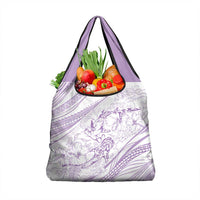 Sharks Couple Dreamy Polynesians Floral Sea Grocery Bag Lilac - Polynesian Pride