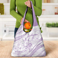 Sharks Couple Dreamy Polynesians Floral Sea Grocery Bag Lilac - Polynesian Pride