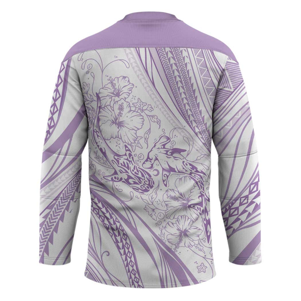 Sharks Couple Dreamy Polynesians Floral Sea Hockey Jersey Lilac - Polynesian Pride