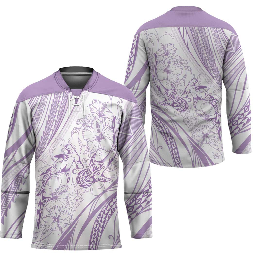 Sharks Couple Dreamy Polynesians Floral Sea Hockey Jersey Lilac - Polynesian Pride
