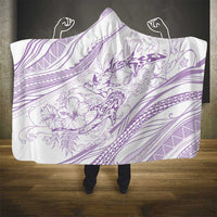Sharks Couple Dreamy Polynesians Floral Sea Hooded Blanket Lilac - Polynesian Pride