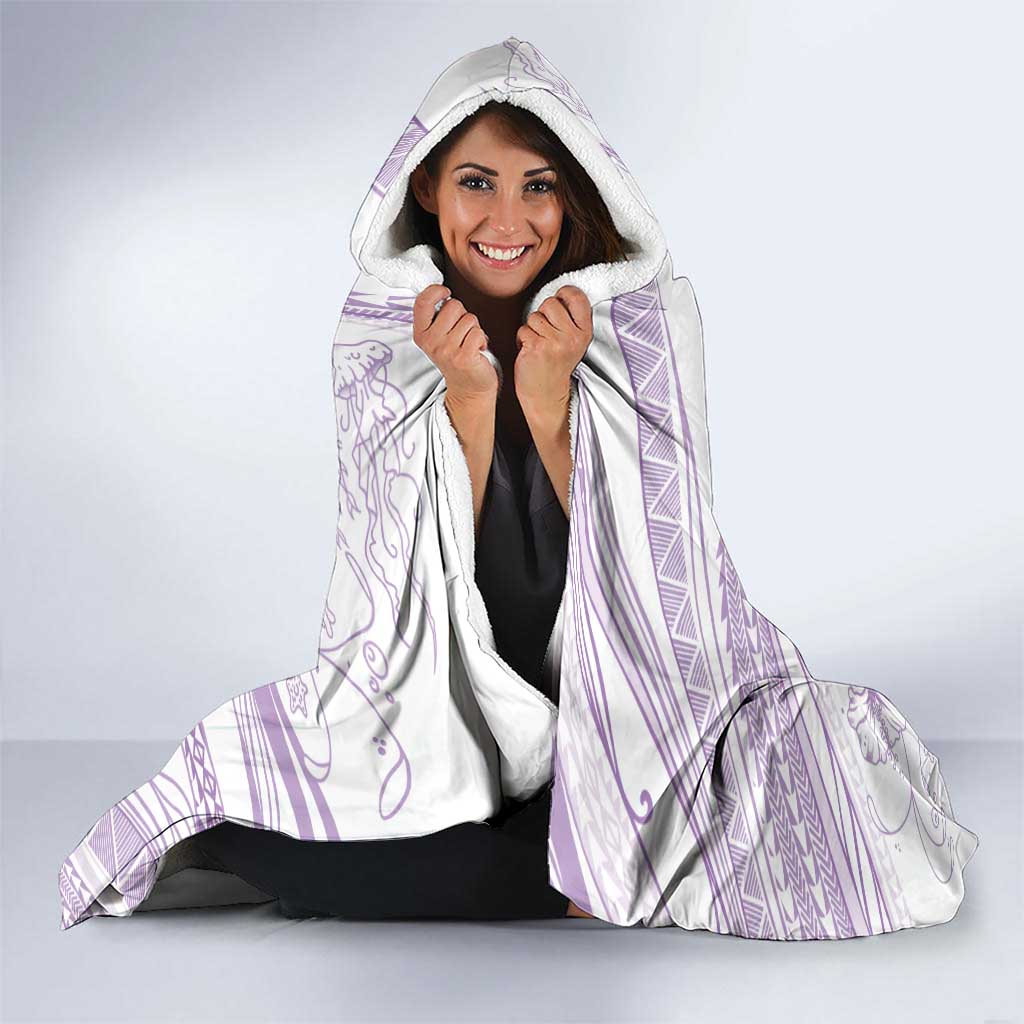 Sharks Couple Dreamy Polynesians Floral Sea Hooded Blanket Lilac - Polynesian Pride