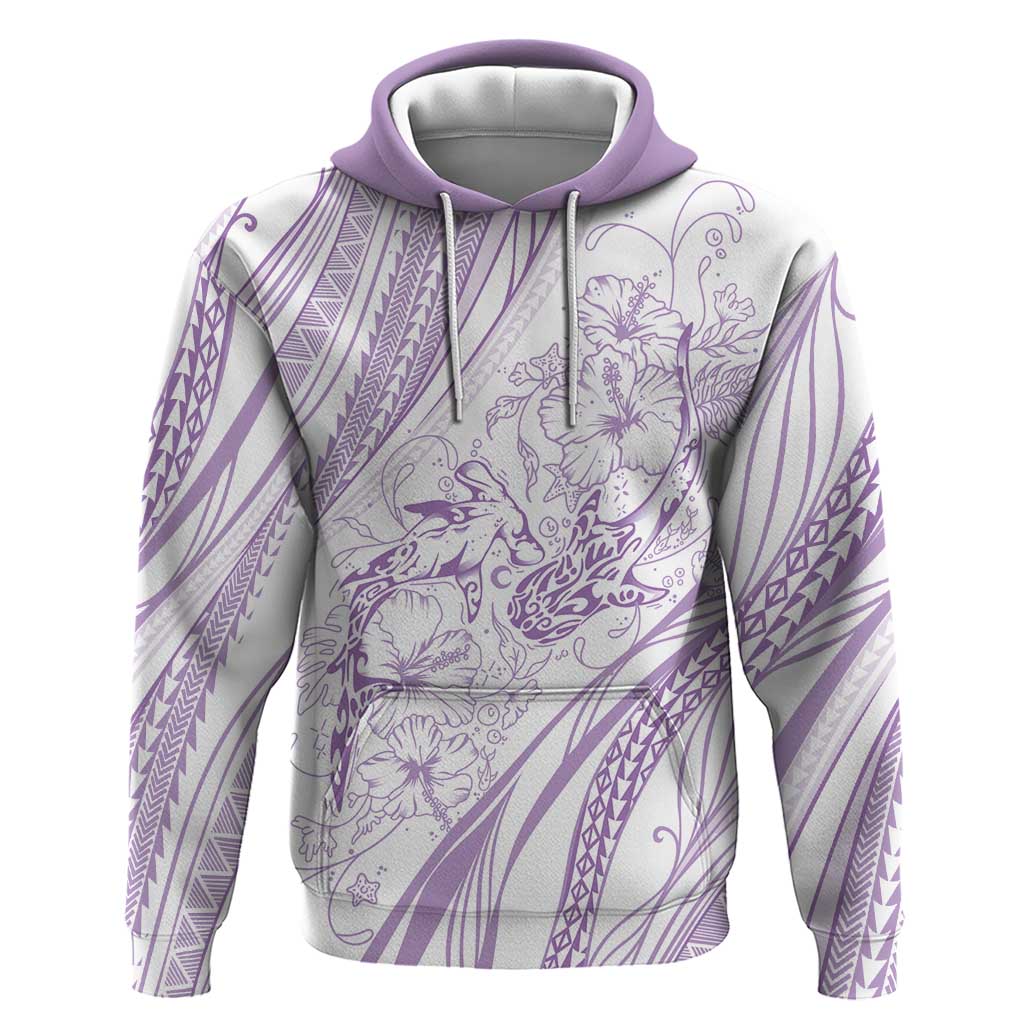 Sharks Couple Dreamy Polynesians Floral Sea Hoodie Lilac - Polynesian Pride