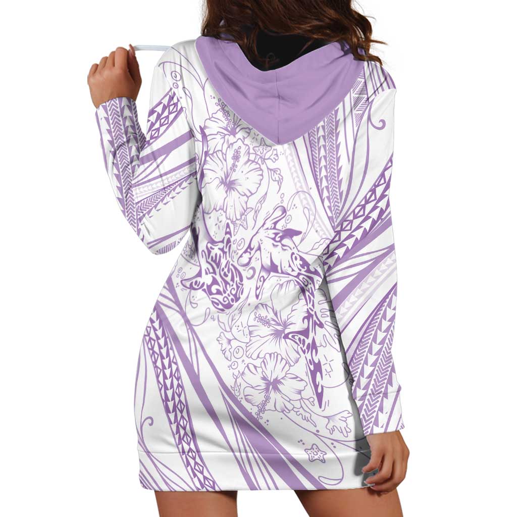 Sharks Couple Dreamy Polynesians Floral Sea Hoodie Dress Lilac - Polynesian Pride