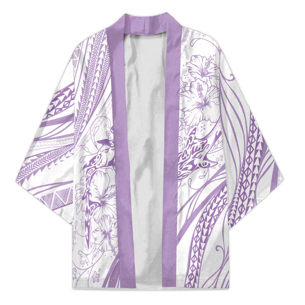 Sharks Couple Dreamy Polynesians Floral Sea Kimono Lilac - Polynesian Pride