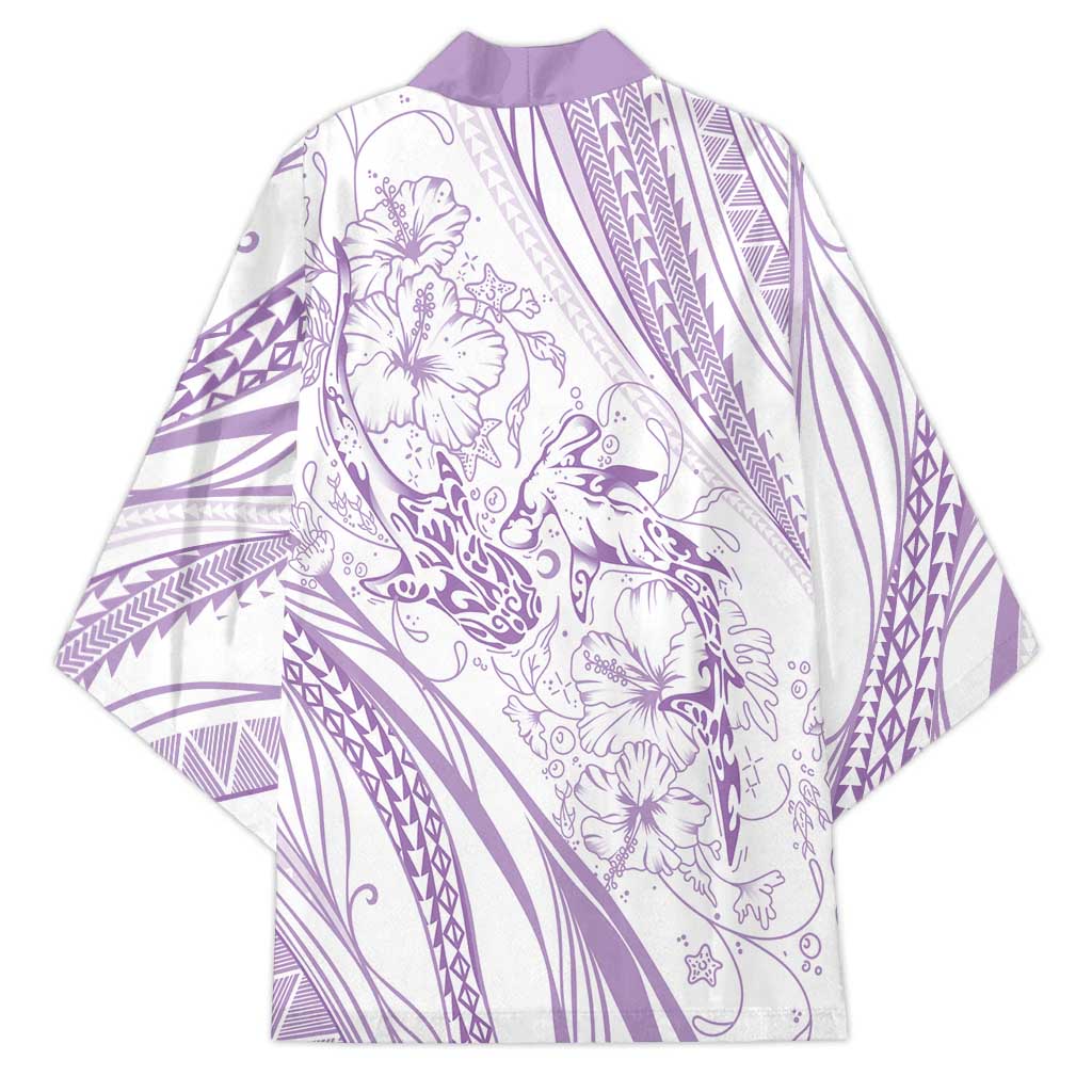Sharks Couple Dreamy Polynesians Floral Sea Kimono Lilac - Polynesian Pride