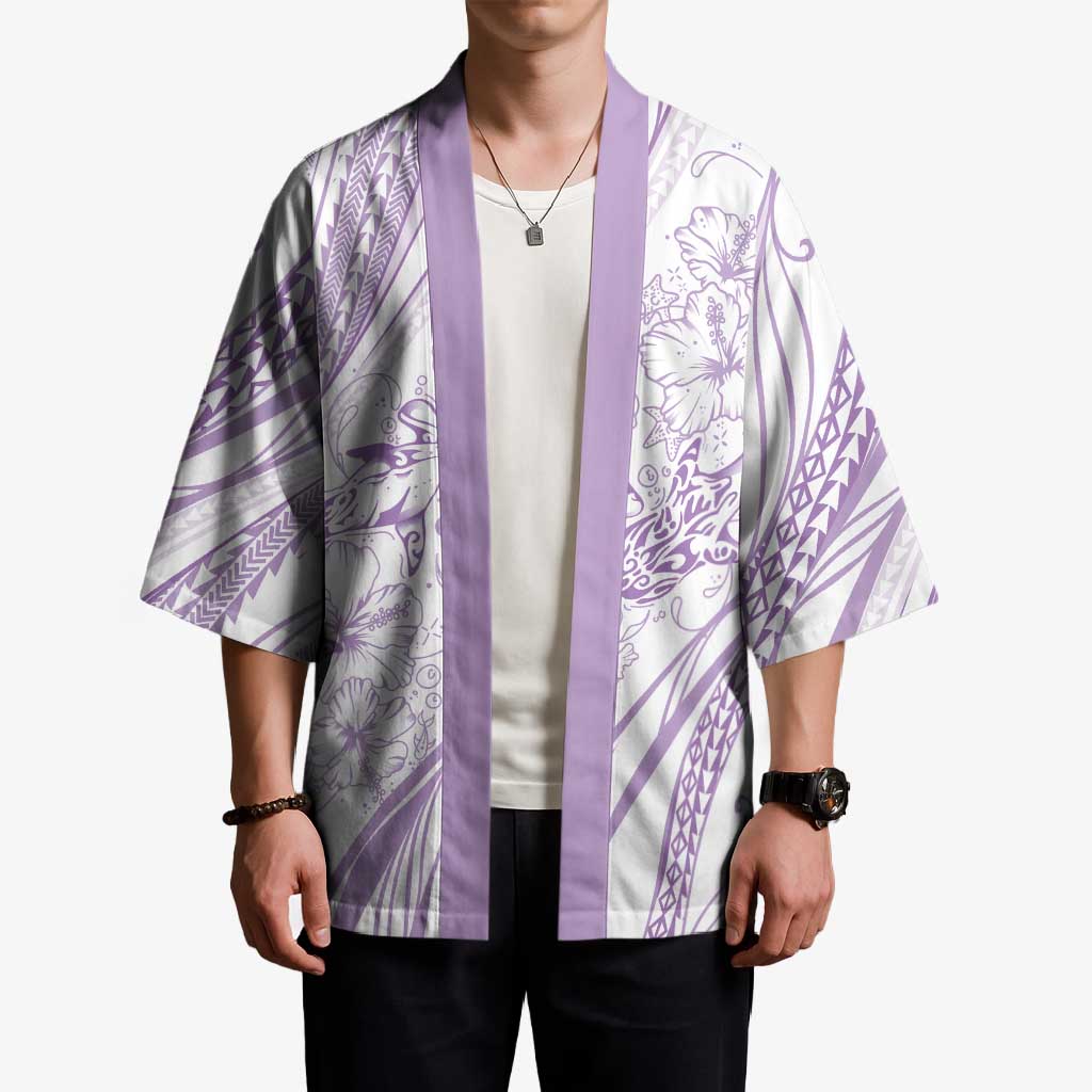 Sharks Couple Dreamy Polynesians Floral Sea Kimono Lilac - Polynesian Pride