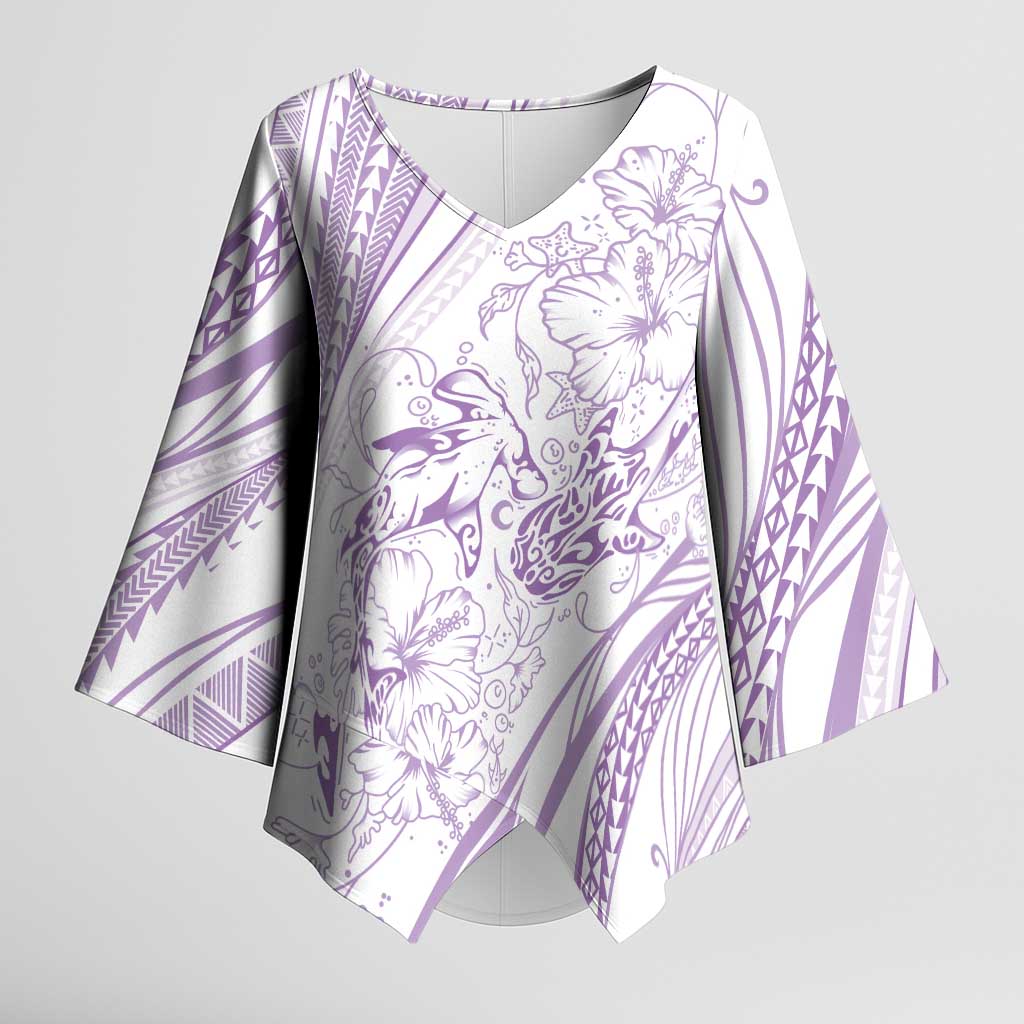 Sharks Couple Dreamy Polynesians Floral Sea Kimono Sleeve Blouse Lilac LT7 Female Lilac - Polynesian Pride