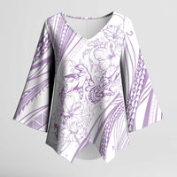 Sharks Couple Dreamy Polynesians Floral Sea Kimono Sleeve Blouse Lilac LT7 Female Lilac - Polynesian Pride