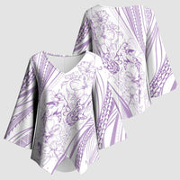 Sharks Couple Dreamy Polynesians Floral Sea Kimono Sleeve Blouse Lilac LT7 - Polynesian Pride