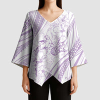 Sharks Couple Dreamy Polynesians Floral Sea Kimono Sleeve Blouse Lilac LT7 - Polynesian Pride
