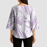 Sharks Couple Dreamy Polynesians Floral Sea Kimono Sleeve Blouse Lilac LT7 - Polynesian Pride