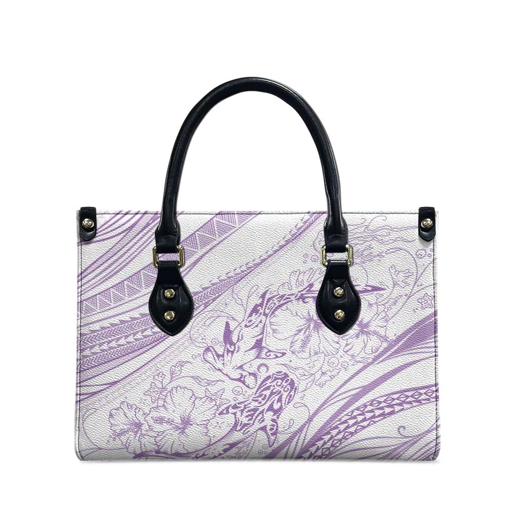 Sharks Couple Dreamy Polynesians Floral Sea Leather Bag Lilac - Polynesian Pride