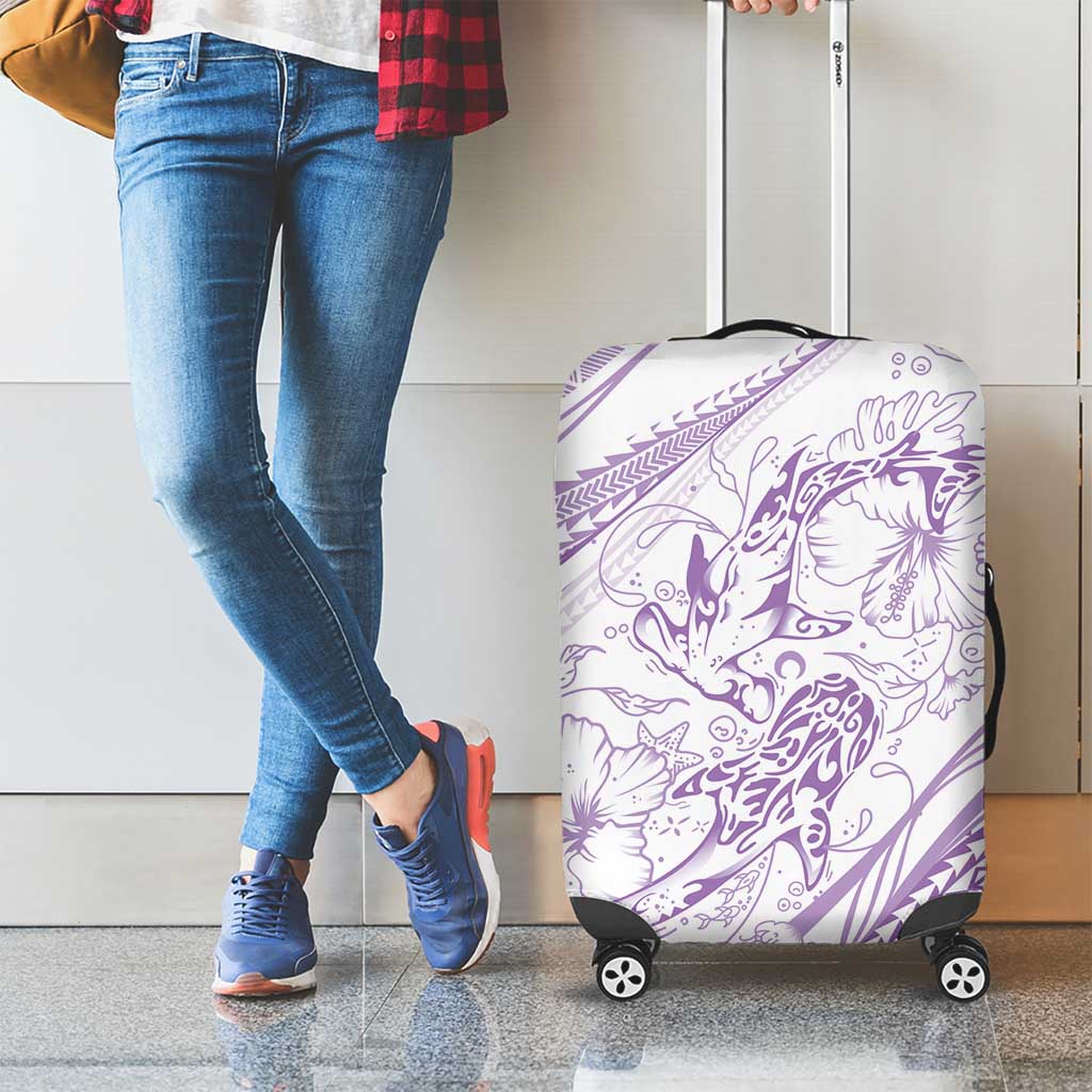 Sharks Couple Dreamy Polynesians Floral Sea Luggage Cover Lilac - Polynesian Pride