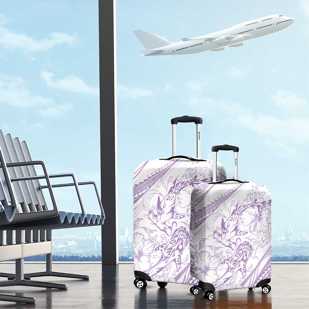 Sharks Couple Dreamy Polynesians Floral Sea Luggage Cover Lilac - Polynesian Pride
