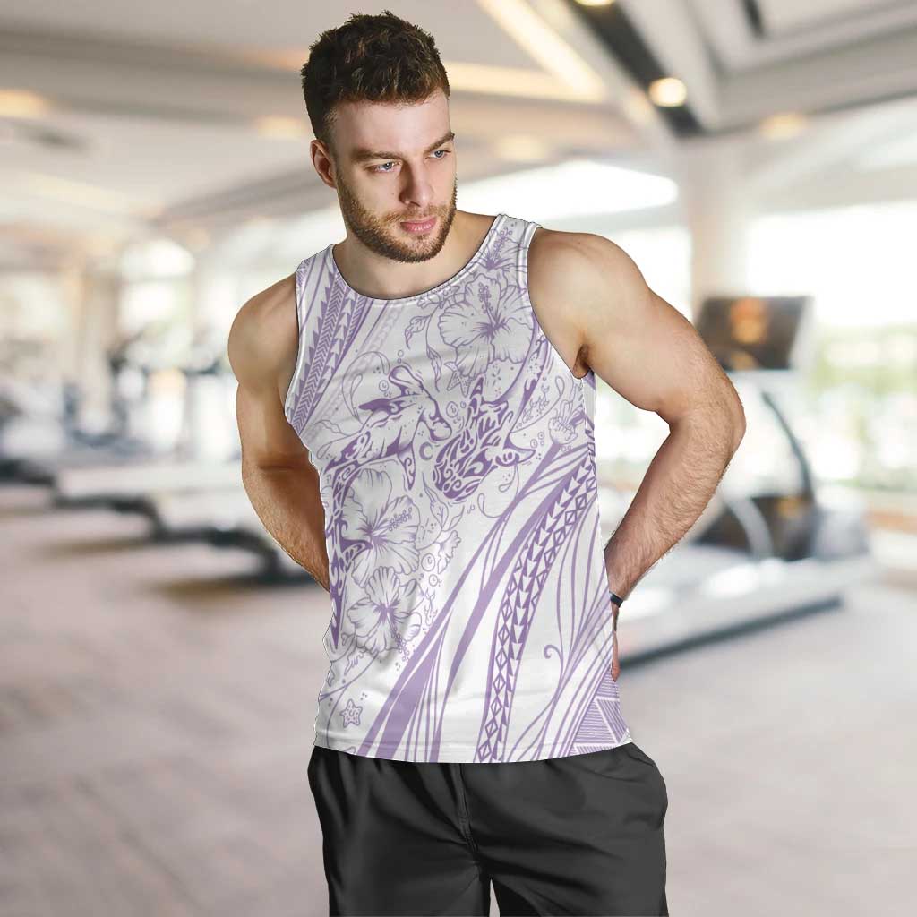 Sharks Couple Dreamy Polynesians Floral Sea Men Tank Top Lilac LT7 Lilac - Polynesian Pride