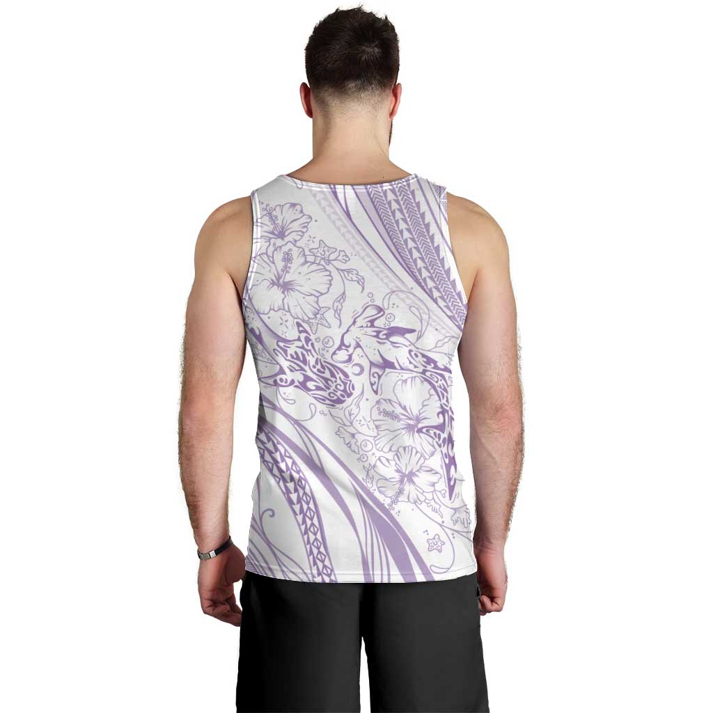 Sharks Couple Dreamy Polynesians Floral Sea Men Tank Top Lilac LT7 - Polynesian Pride