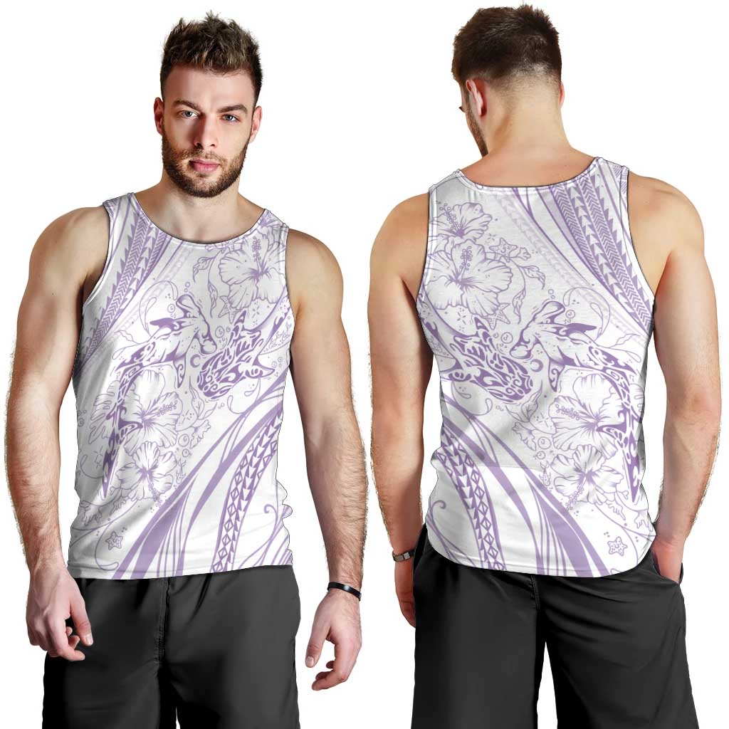 Sharks Couple Dreamy Polynesians Floral Sea Men Tank Top Lilac LT7 - Polynesian Pride