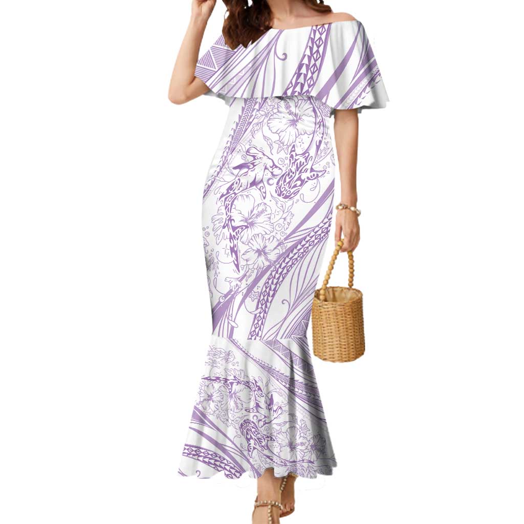 Sharks Couple Dreamy Polynesians Floral Sea Mermaid Dress Lilac LT7 Women Lilac - Polynesian Pride
