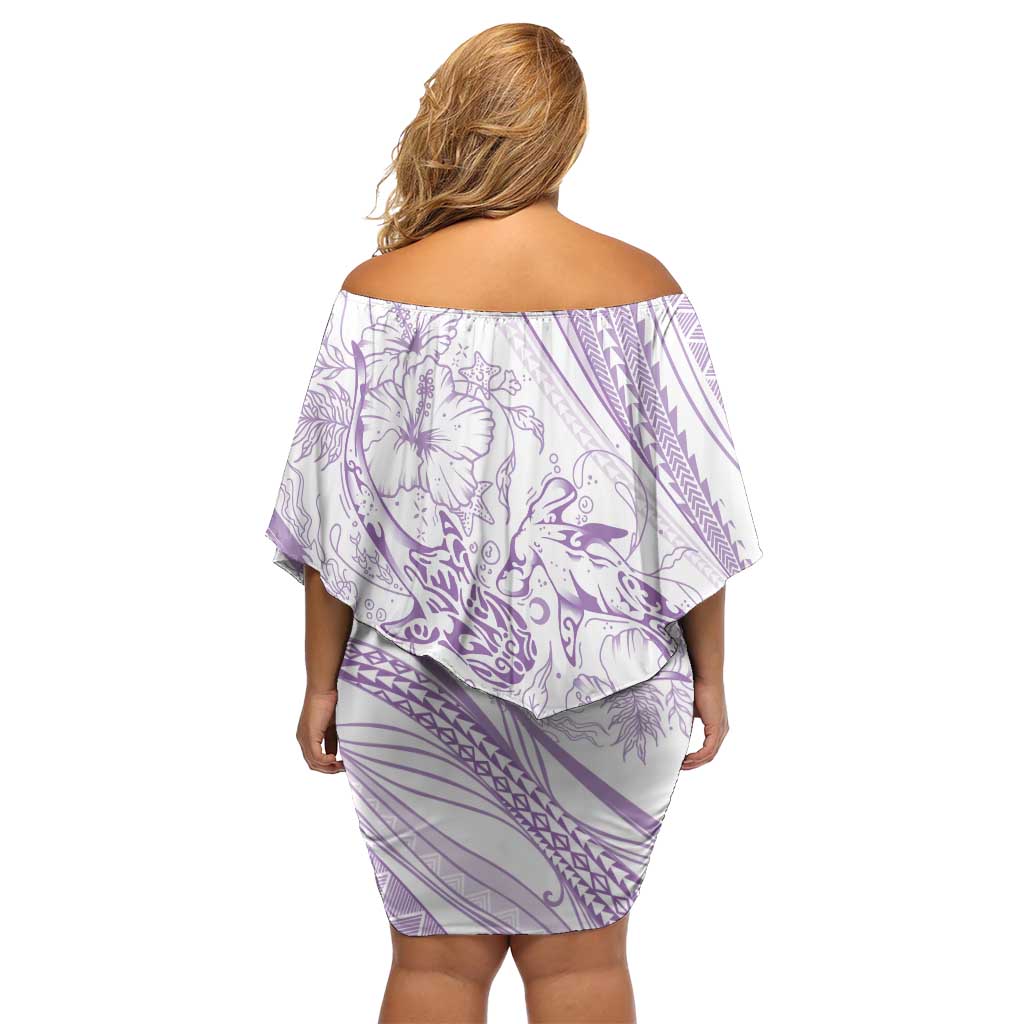 Sharks Couple Dreamy Polynesians Floral Sea Off Shoulder Short Dress Lilac LT7 - Polynesian Pride
