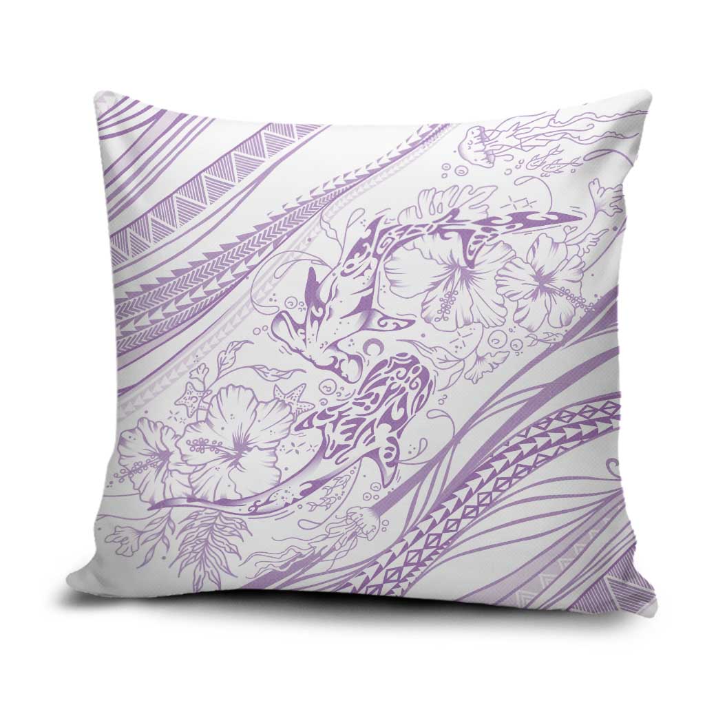 Sharks Couple Dreamy Polynesians Floral Sea Pillow Cover Lilac - Polynesian Pride