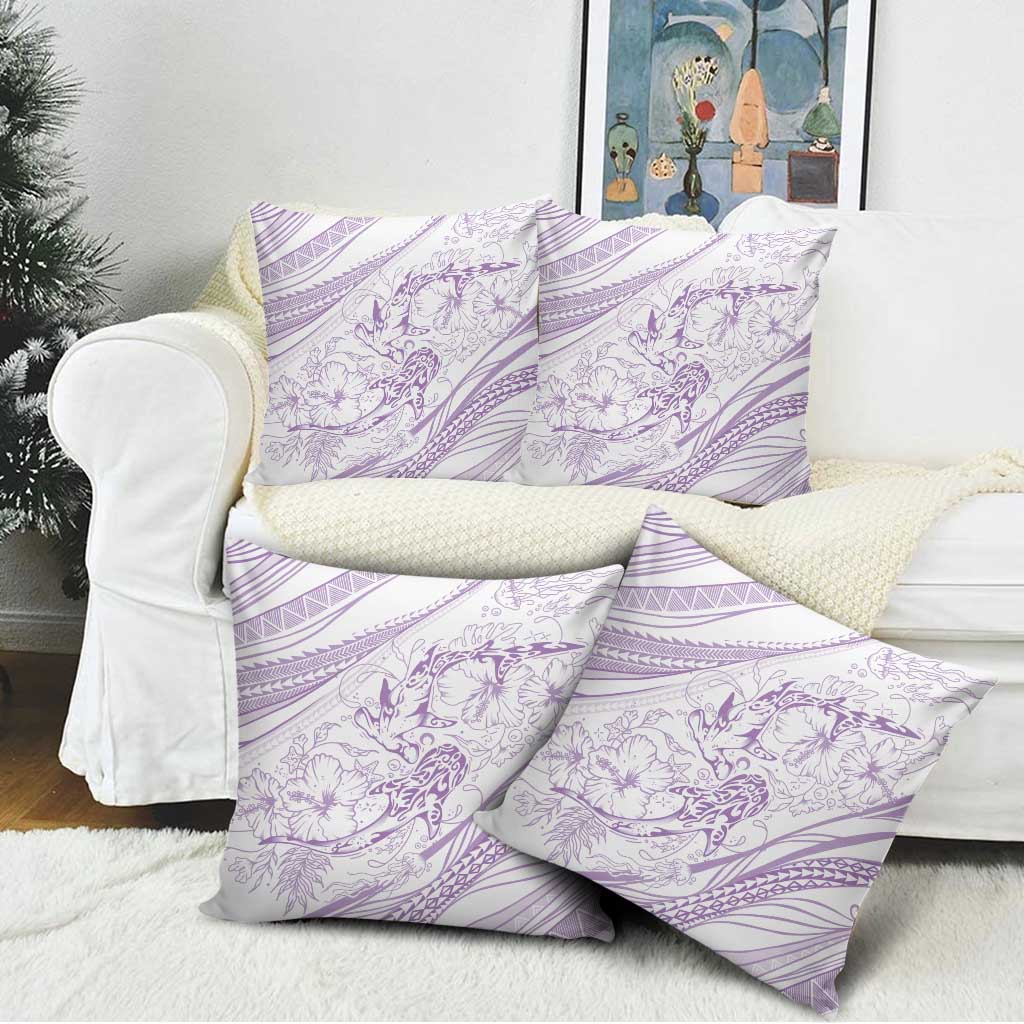 Sharks Couple Dreamy Polynesians Floral Sea Pillow Cover Lilac - Polynesian Pride