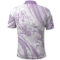Sharks Couple Dreamy Polynesians Floral Sea Polo Shirt Lilac LT7 - Polynesian Pride