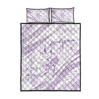 Sharks Couple Dreamy Polynesians Floral Sea Quilt Bed Set Lilac - Polynesian Pride