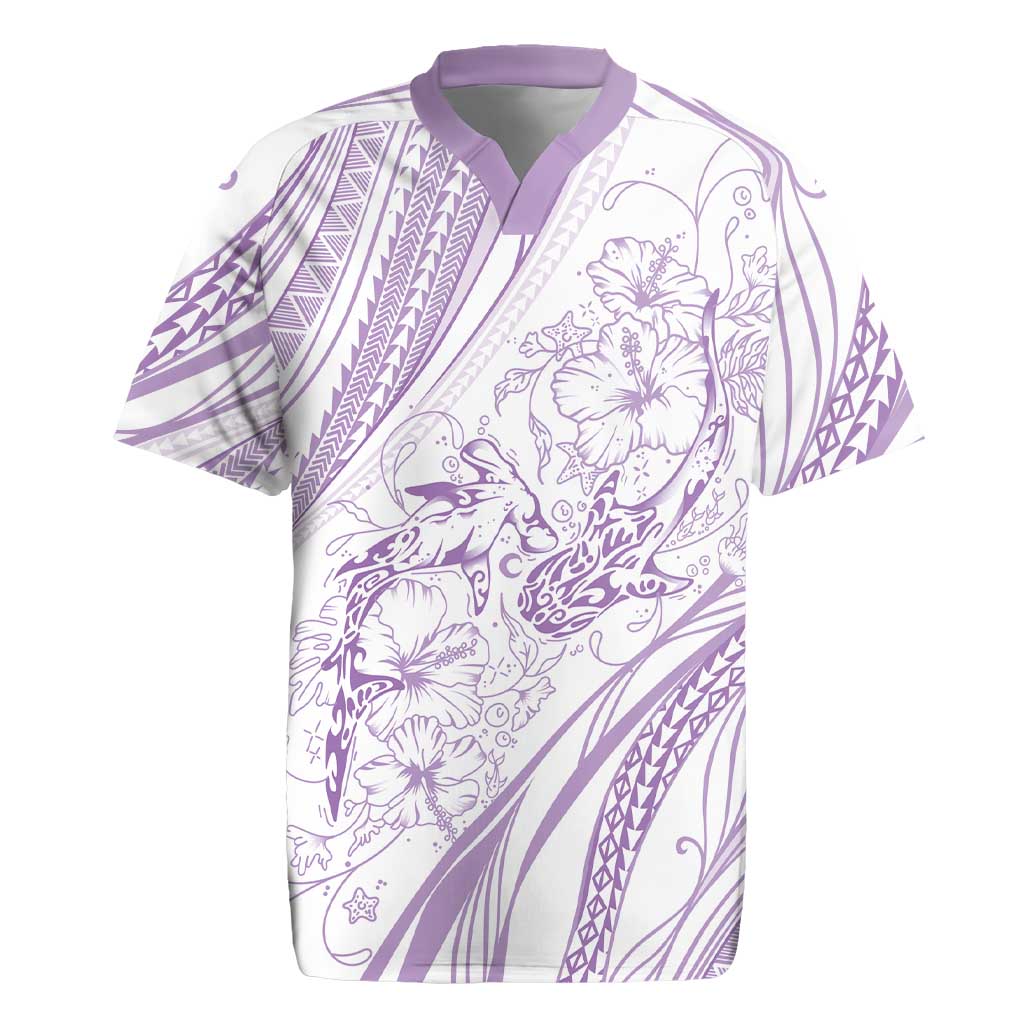 Sharks Couple Dreamy Polynesians Floral Sea Rugby Jersey Lilac - Polynesian Pride
