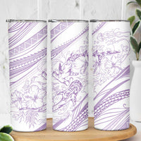 Sharks Couple Dreamy Polynesians Floral Sea Skinny Tumbler Lilac - Polynesian Pride