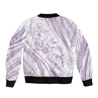 Sharks Couple Dreamy Polynesians Floral Sea Sleeve Zip Bomber Jacket Lilac - Polynesian Pride