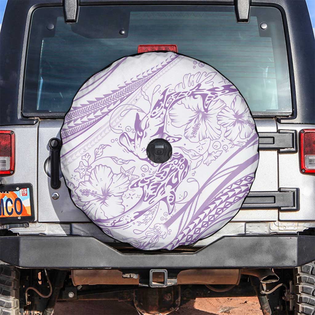 Sharks Couple Dreamy Polynesians Floral Sea Spare Tire Cover Lilac - Polynesian Pride