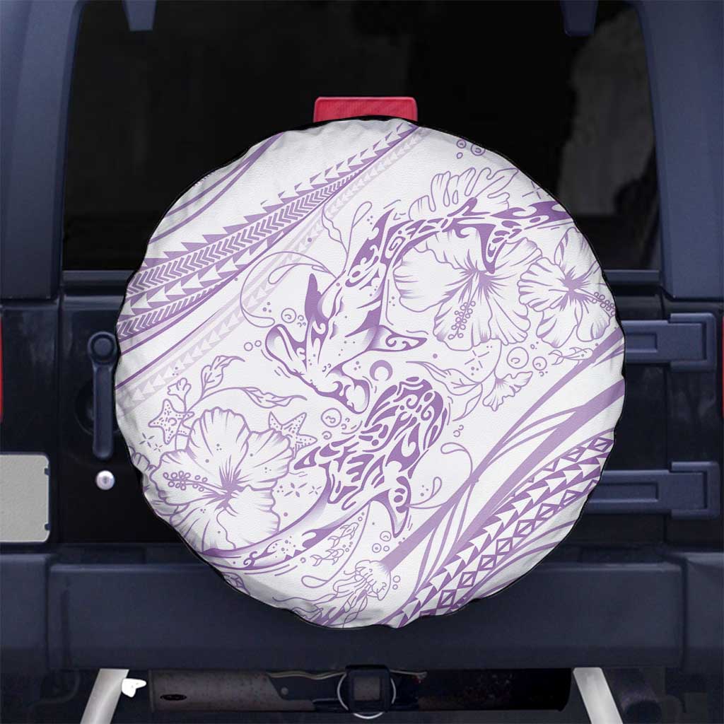 Sharks Couple Dreamy Polynesians Floral Sea Spare Tire Cover Lilac - Polynesian Pride