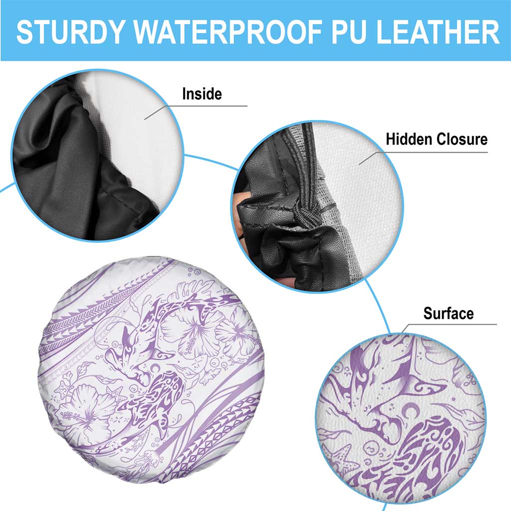 Sharks Couple Dreamy Polynesians Floral Sea Spare Tire Cover Lilac - Polynesian Pride